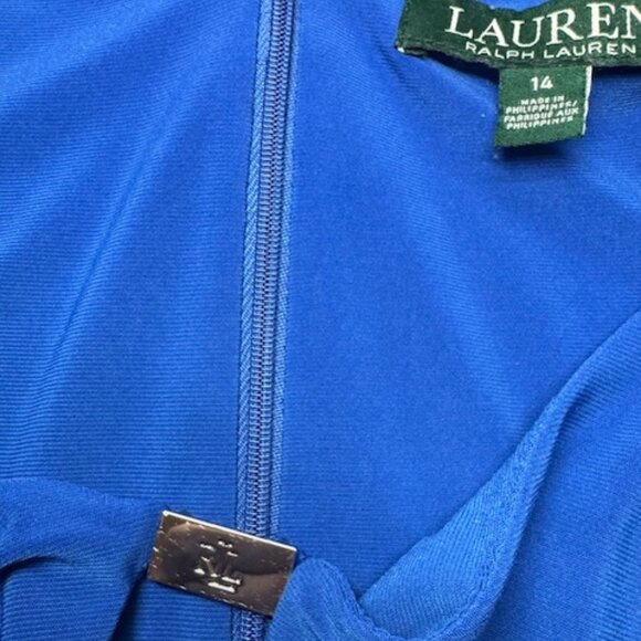 Ralph Lauren Cobalt Blue Draped Dress – Size 14 - Picture 6 of 6